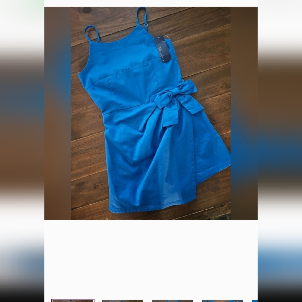 HABITUAL KID NWT GIRL'S BLUE TRENDY MOCK GATHERED ROMPER BOW DETAIL SIZE 14